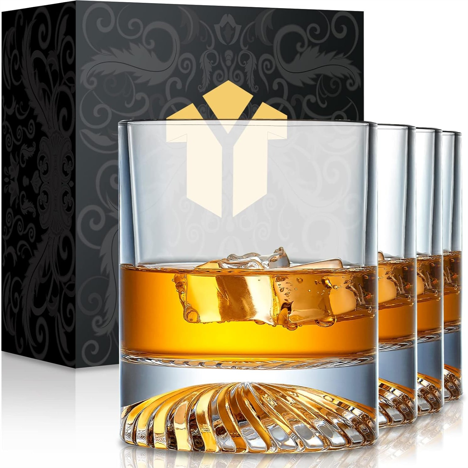 Home Bar Set - Whiskey Glasses Set of 4 12oz