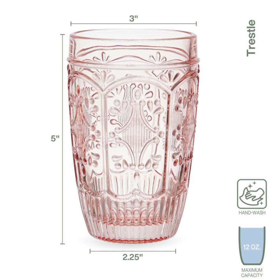 Trestle 12 oz Blush Highball G - Highball Glass Set 评论和价格