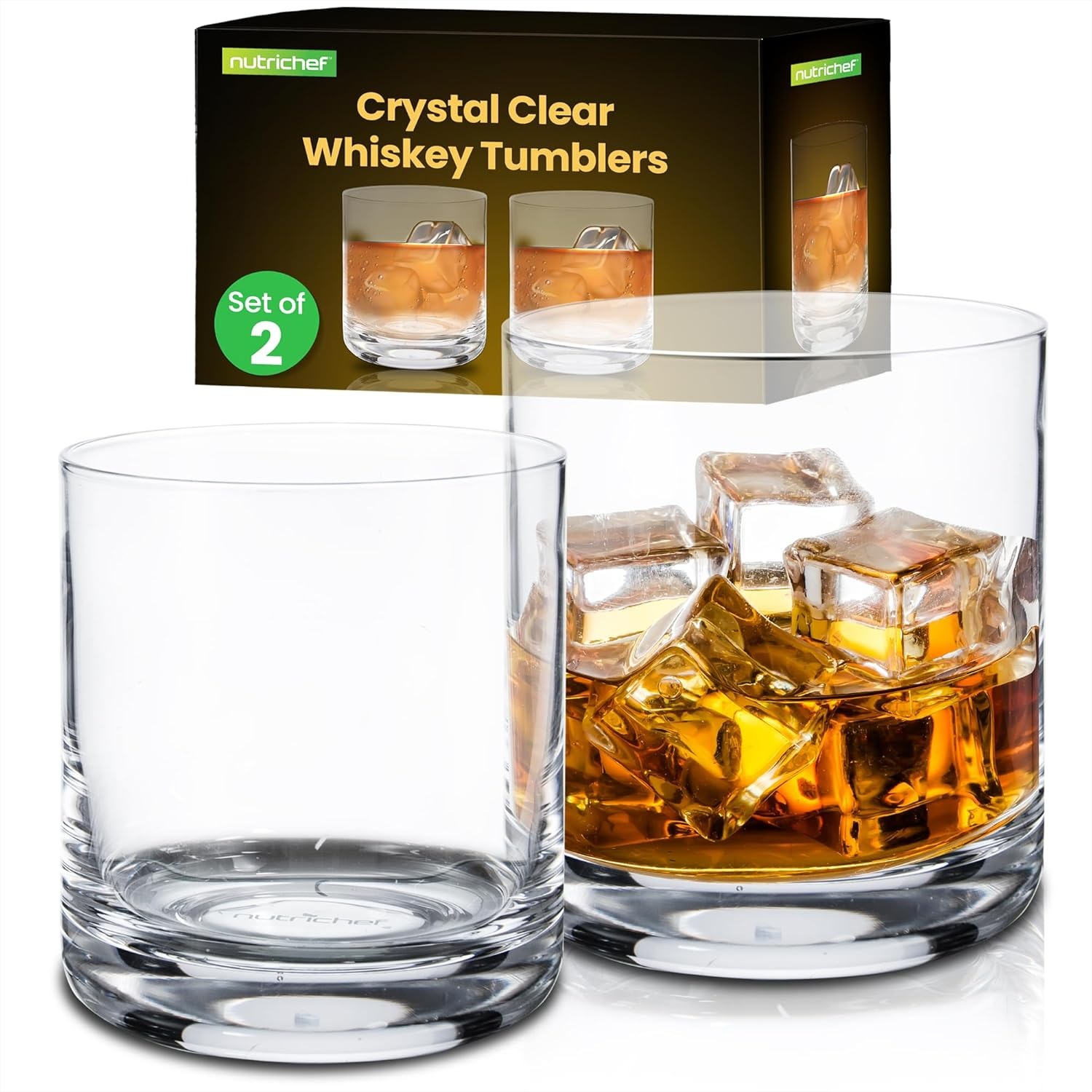 Whiskey Glass Set of 2 – 10 Oz - Home Bar Set 评论和价格