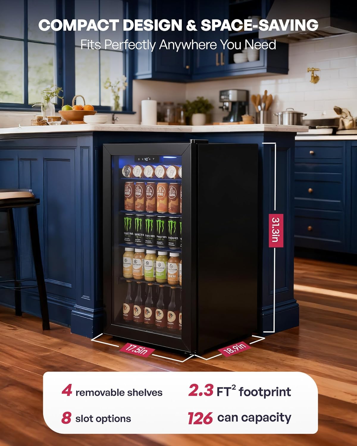 126 Can Mini Fridge with Glass - Home Bar And Fridge 评论和价格
