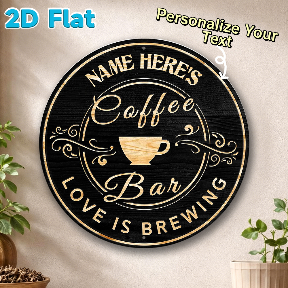 Custom Name Coffee Bar Round M - Home Bar And Coffee 评论和价格