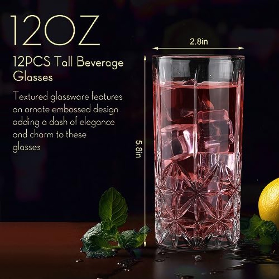 Set of 12 Tall Highball Glasse - Highball Glass Set 评论和价格
