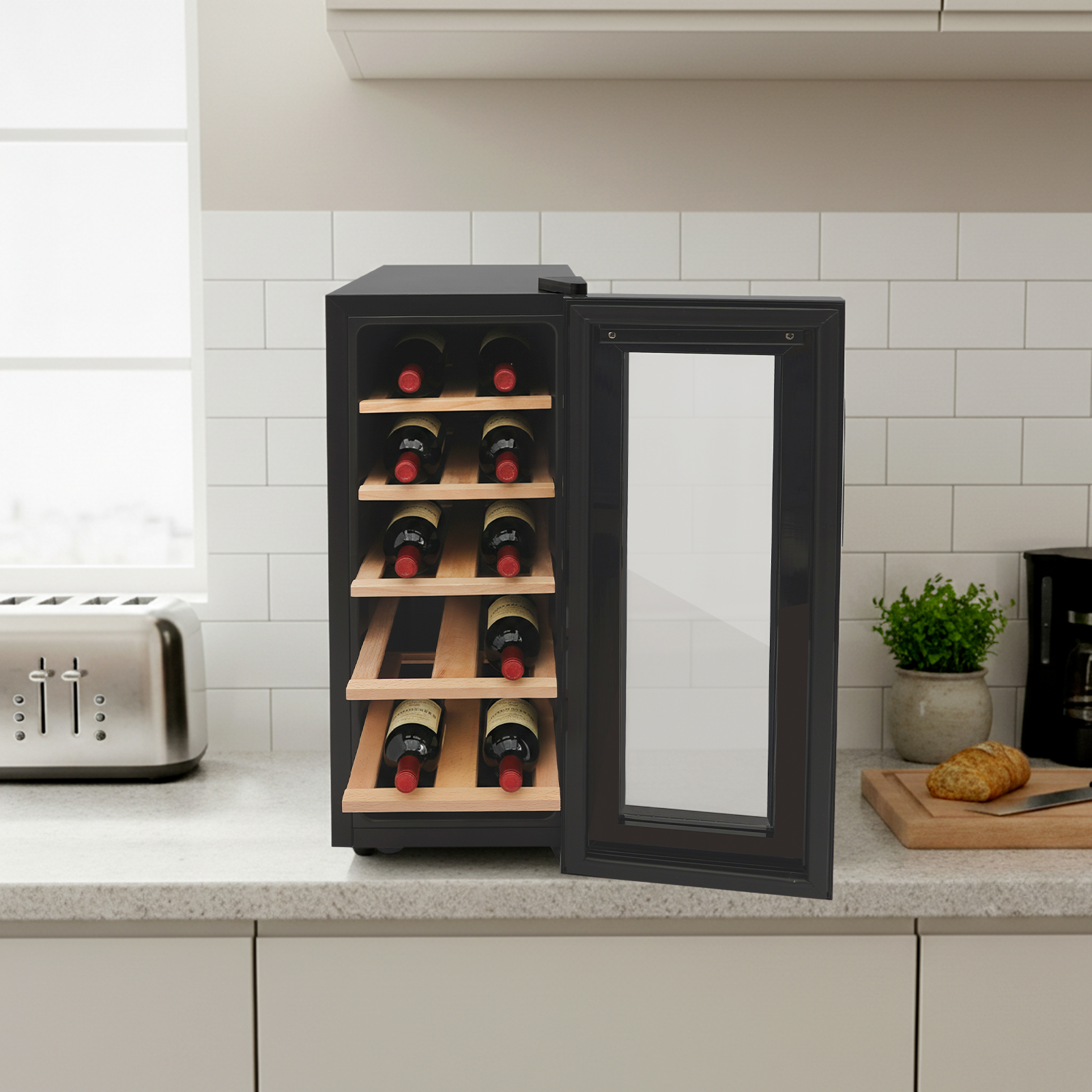 12 Bottle Wine Fridge, Freesta - Home Bar Shelves 评论和价格