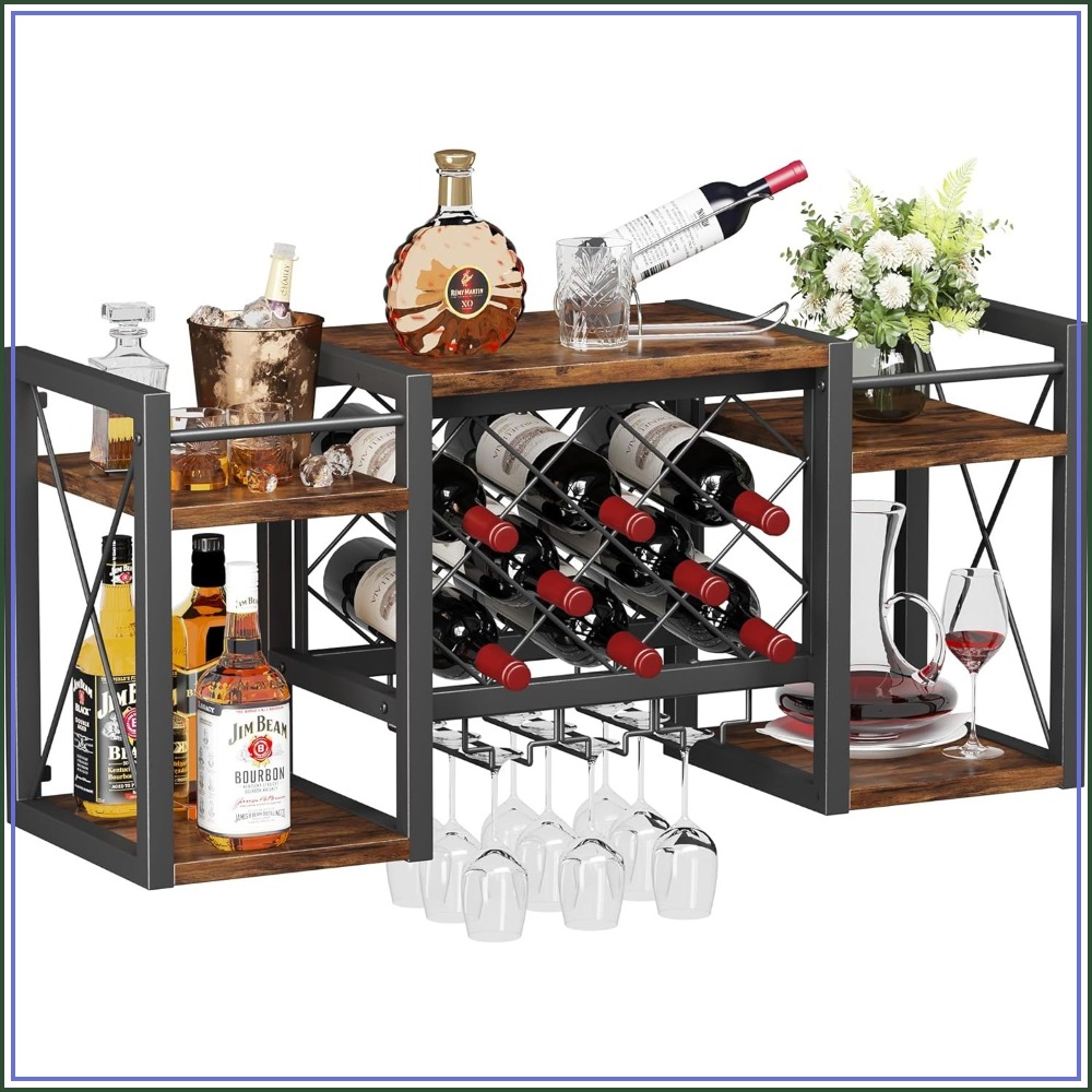 Wall Mounted Wine Rack with Gl - Home Bar Shelf 评论和价格