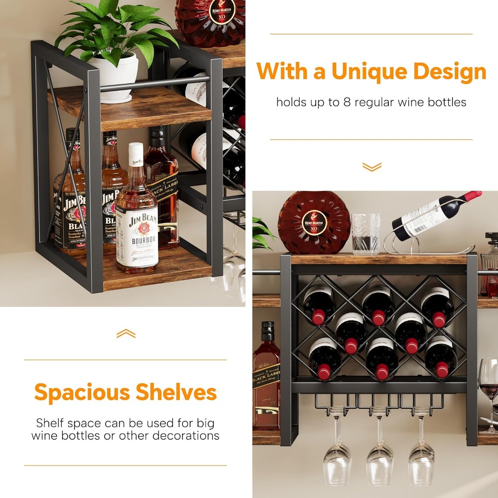 Wall Mounted Wine Rack with Gl - Home Bar Shelf 评论和价格