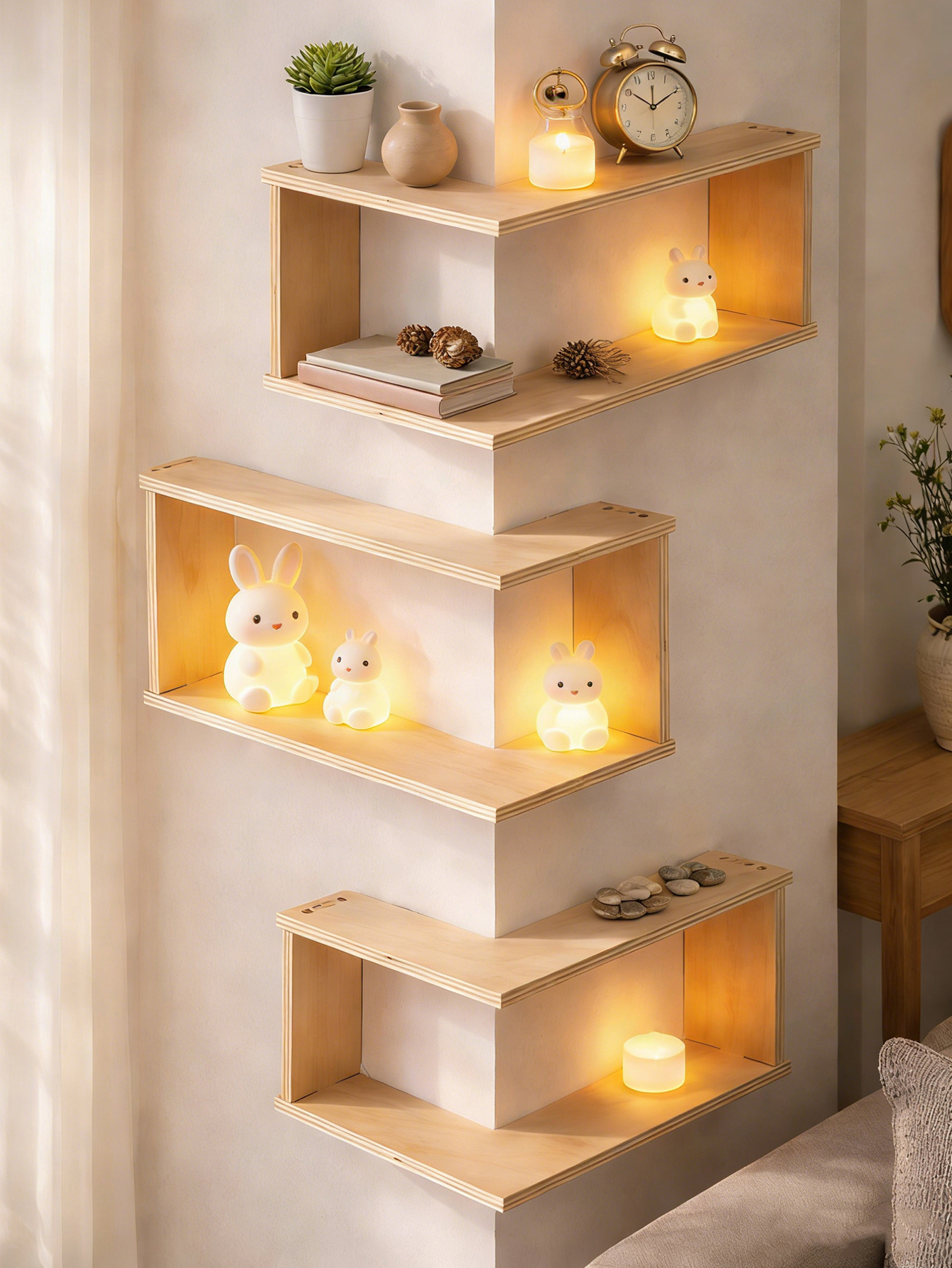 Corner Floating Wooden Shelves - Home Bar Shelf 评论和价格