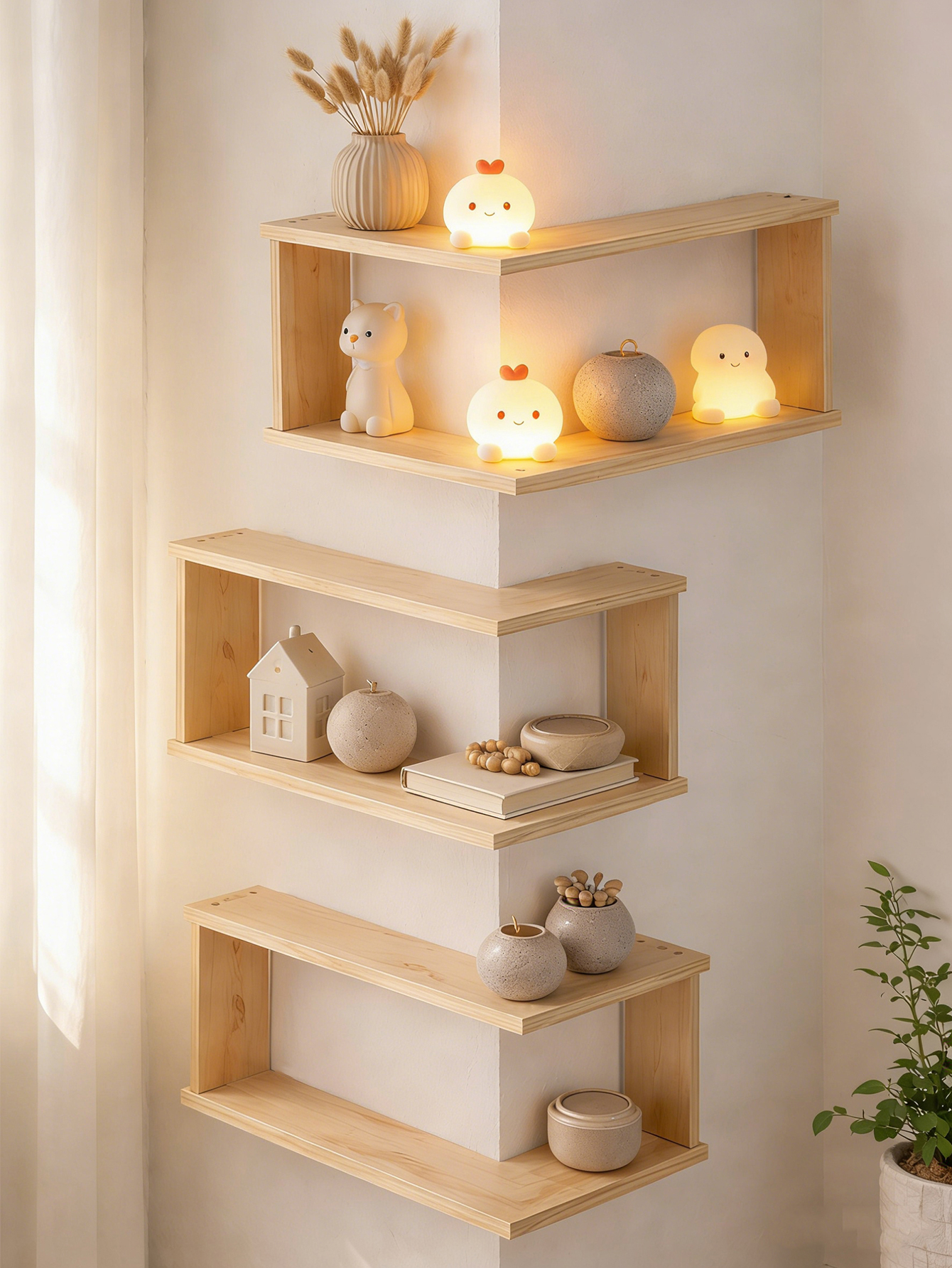 Corner Floating Wooden Shelves - Home Bar Shelf 评论和价格