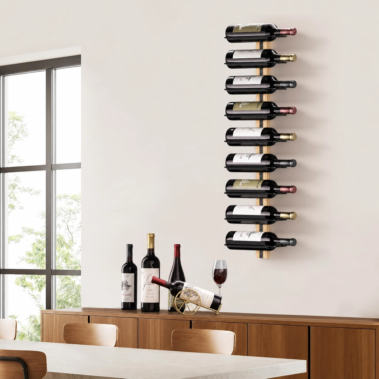 Wall-mounted Wood Wine Rack Ho - Home Bar Stand 评论和价格