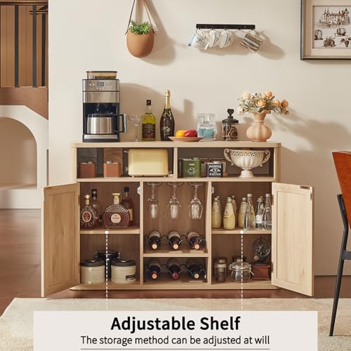 Boho-Inspired Natural Wood Bar - Home Bar Shelves 评论和价格