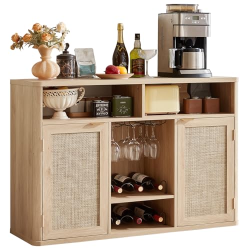 Boho-Inspired Natural Wood Bar - Home Bar Shelves 评论和价格
