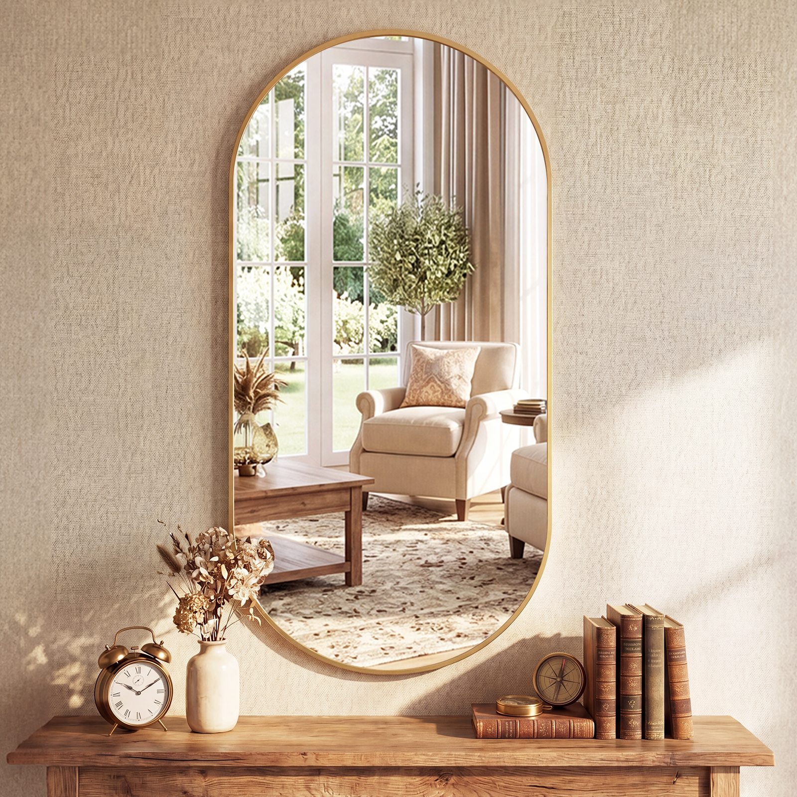 JHK Oval Wall Mirror with Meta - Home Bargains 评论和价格