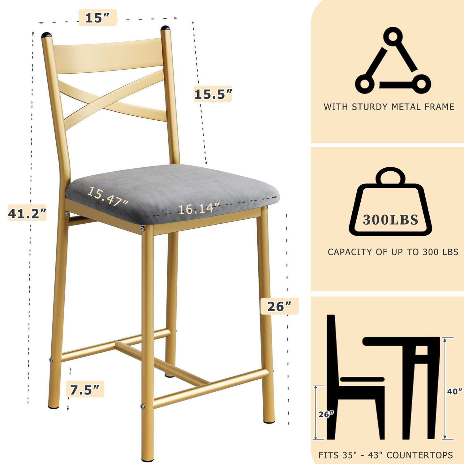 26 Inch Bar Stools Set Of 2, C - Home Bar Stools 评论和价格