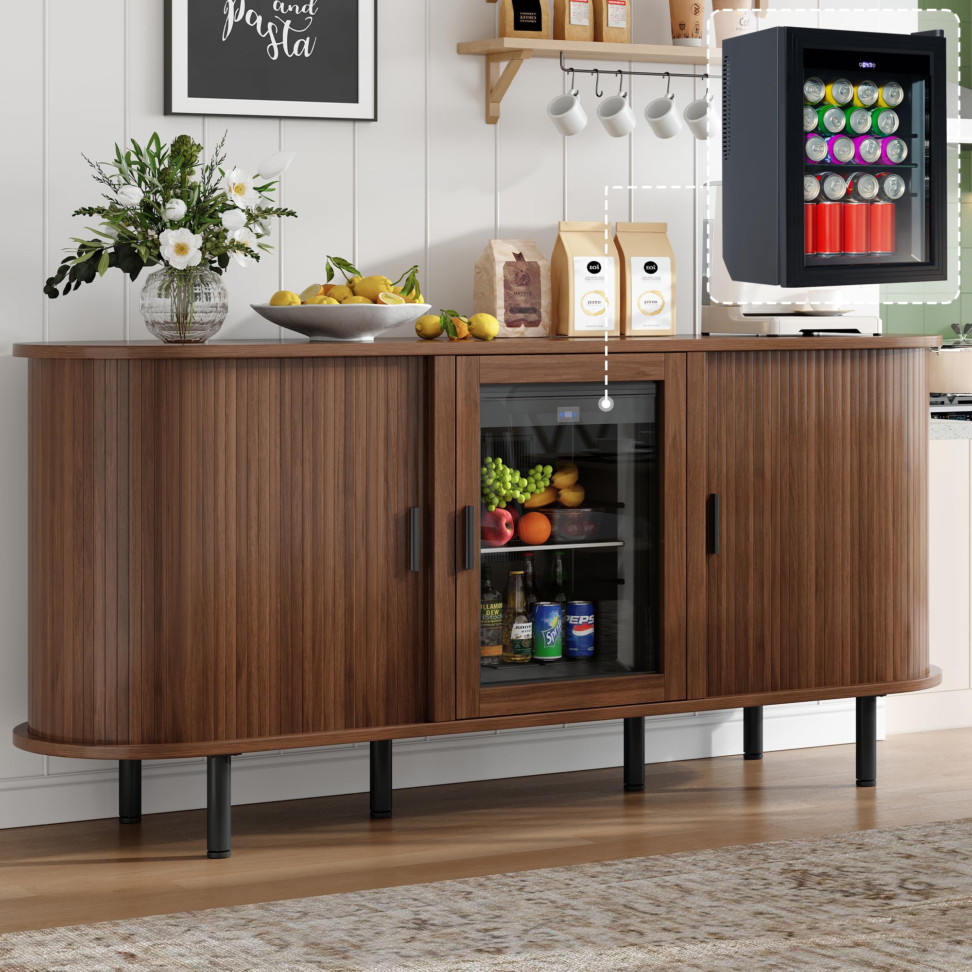 70 Inch Coffee Bar Cabinet Wit - Home Bar And Fridge 评论和价格