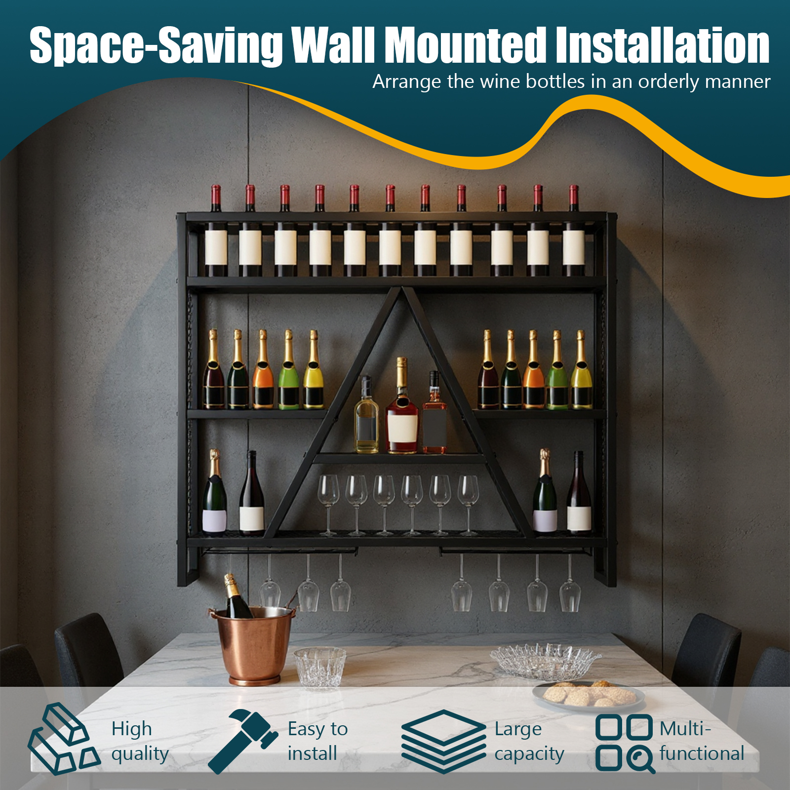 Metal Bottle & Glass Holder Mu - Home Bar Shelf 评论和价格