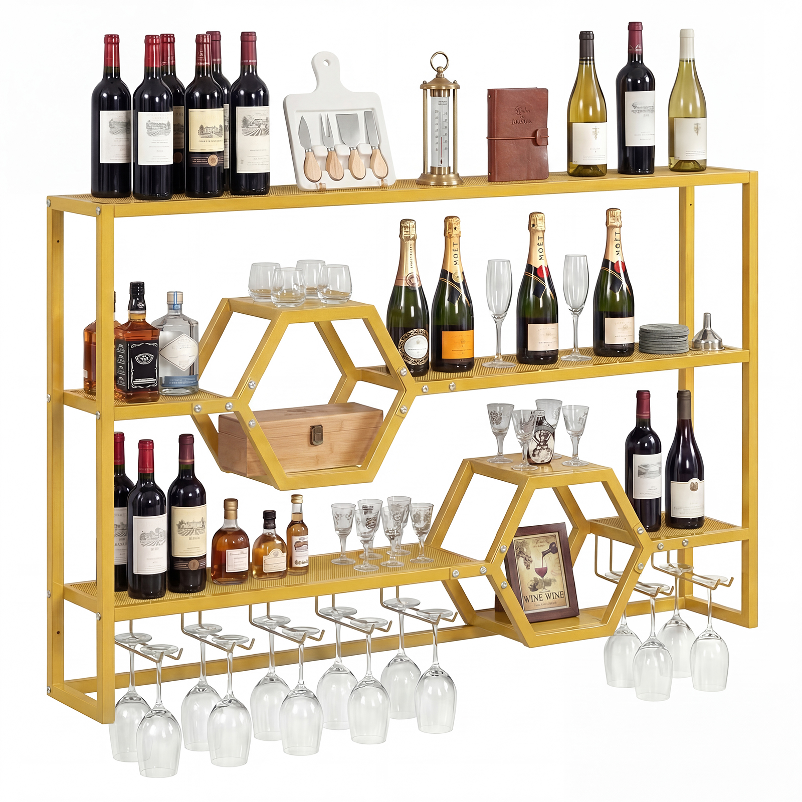 Wall Mounted Wine Rack 47” Lar - Home Bar Stand 评论和价格