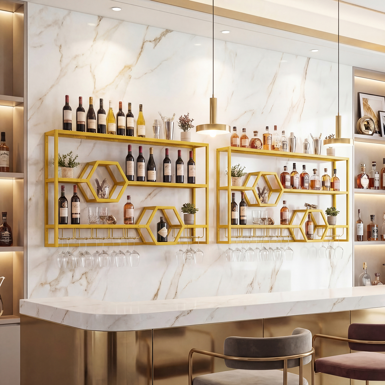 Wall Mounted Wine Rack 47” Lar - Home Bar Stand 评论和价格