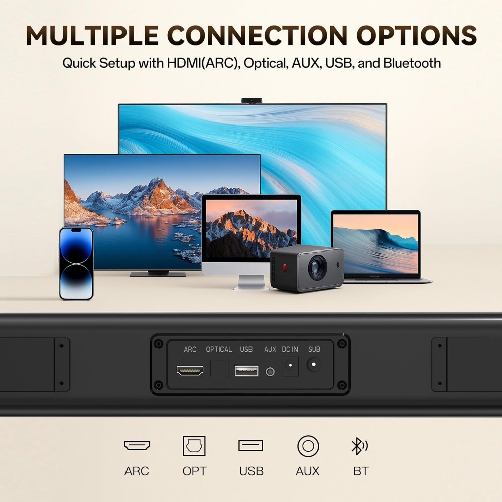 Wireless Sound Bar with Subwoo - Home Bar And Theater 评论和价格