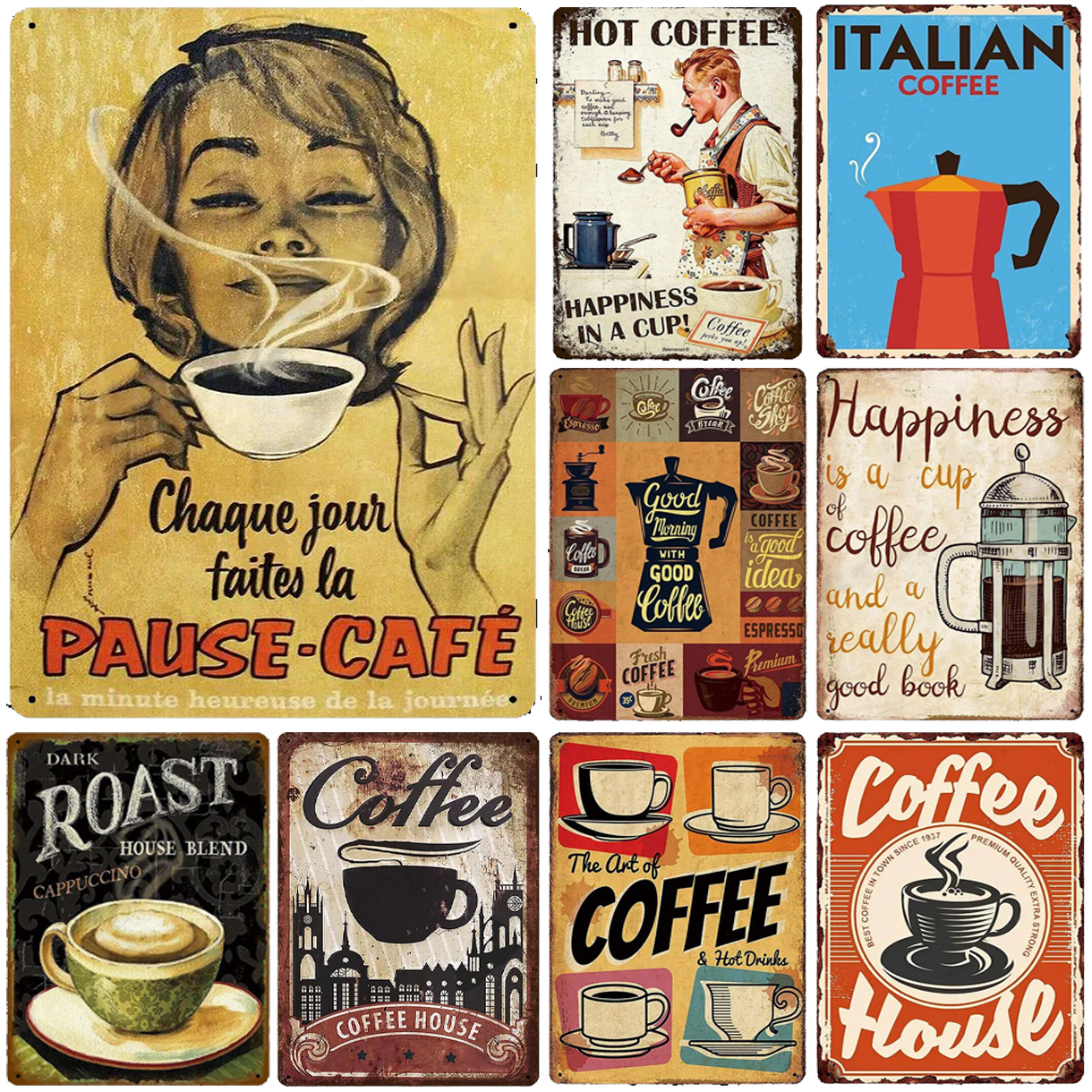 Metal Tin Signs Italian Coffee - Home Bar And Coffee 评论和价格